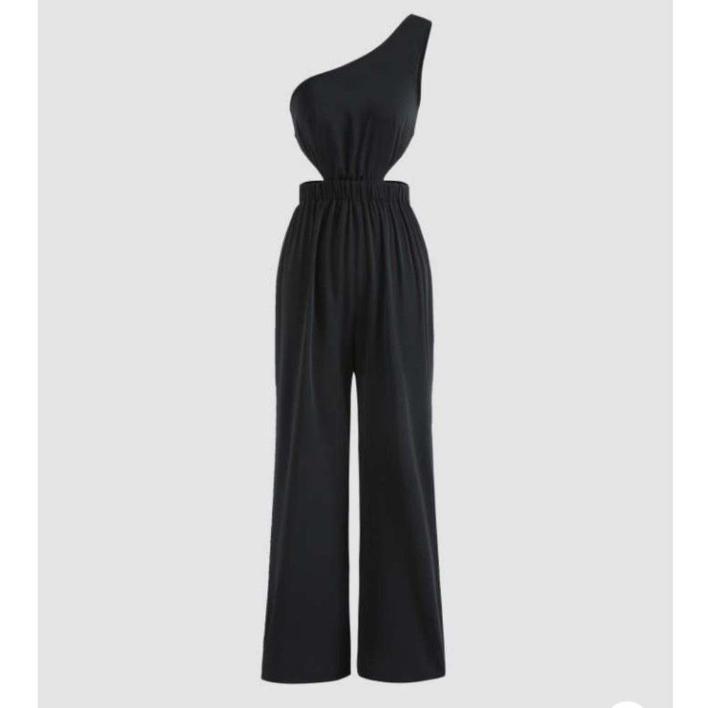 One shoulder Cider black jumpsuit